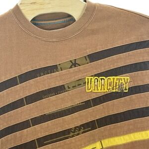 Varcity Long Sleeve T-Shirt Graphic Print Brown Striped Mens XL College RARE